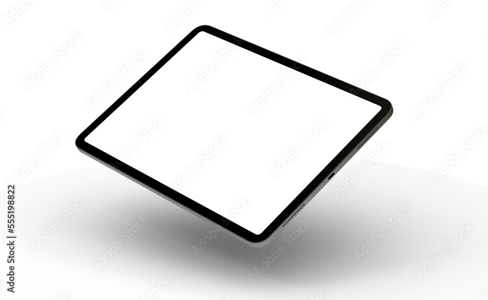 Photo 3D brandless tablet with empty screen isolated Photo 3D brandless tablet with empty screen isolated