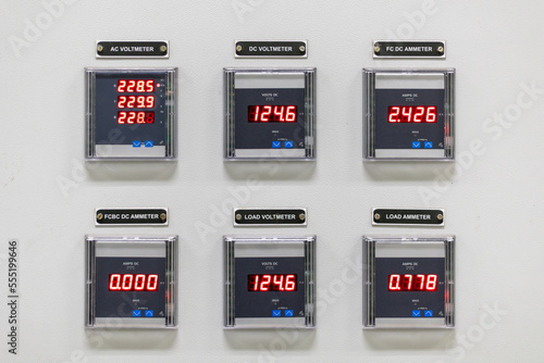 Tableau sur toile Machines Instrument panel for electric energy Voltage Regulator Panel Current and Voltage Meters To check and prevent and control the damage from unstable electricity