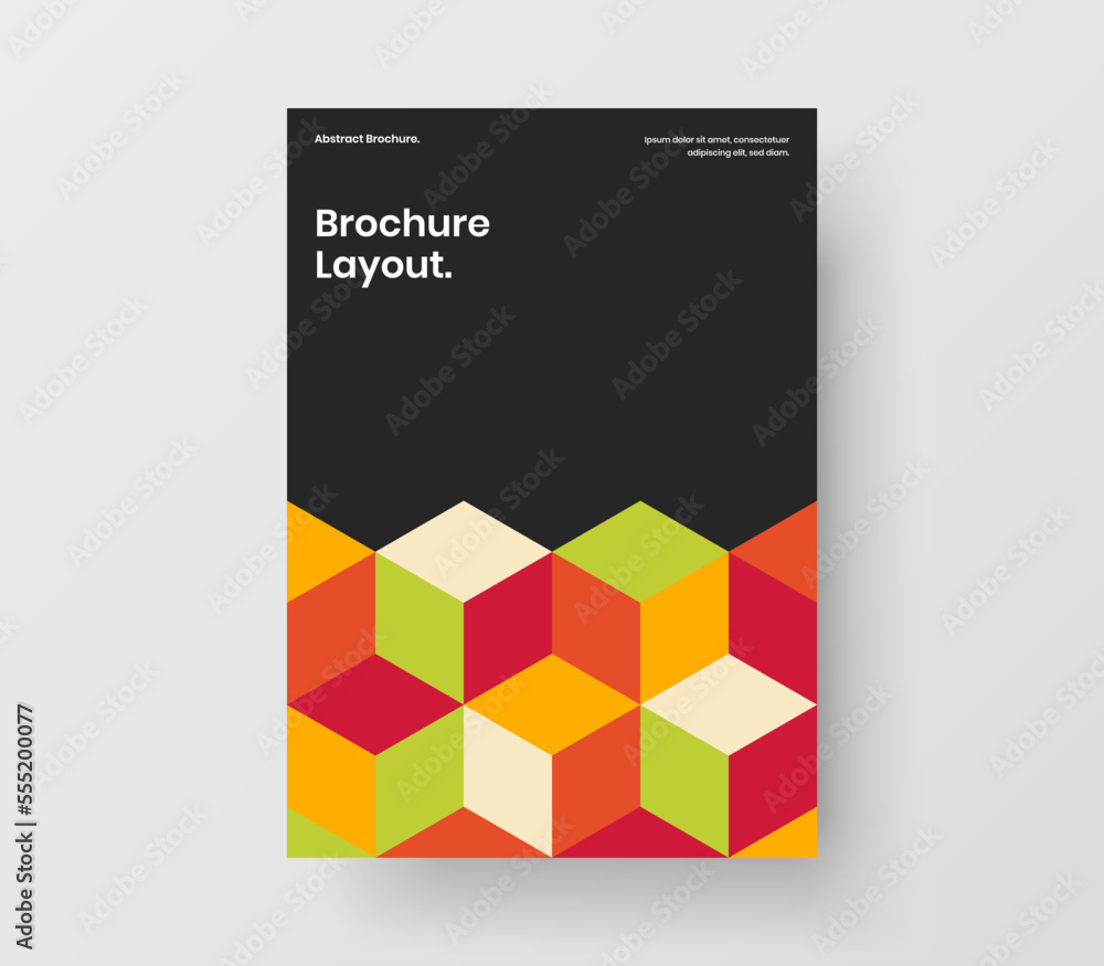 Abstract magazine cover vector design concept. Vivid mosaic hexagons pamphlet template. Abstract magazine cover vector design concept. Vivid mosaic hexagons pamphlet template.