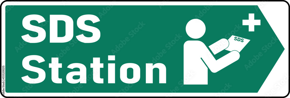 Right Arrow SDS Station Sign On White Background Right Arrow SDS Station Sign On White Background