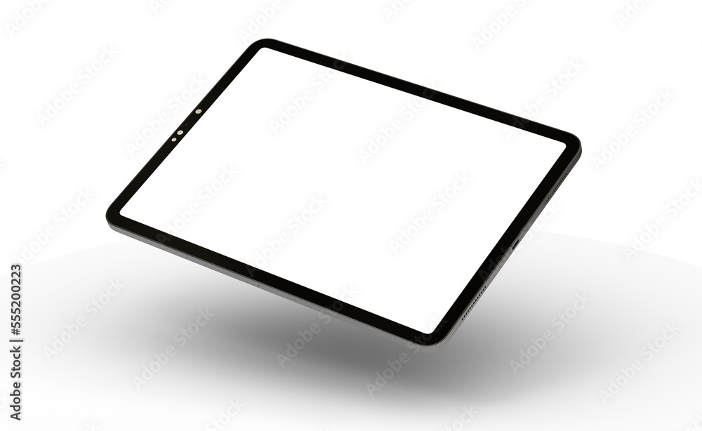 Blank screen realistic tablet frame, rotated position, side view, top view. The tablet is at different angles. Layout of a universal set of devices Blank screen realistic tablet frame, rotated position, side view, top view. The tablet is at different angles. Layout of a universal set of devices