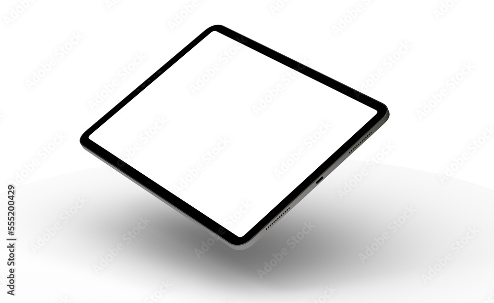 Photo 3D brandless tablet with empty screen isolated Photo 3D brandless tablet with empty screen isolated