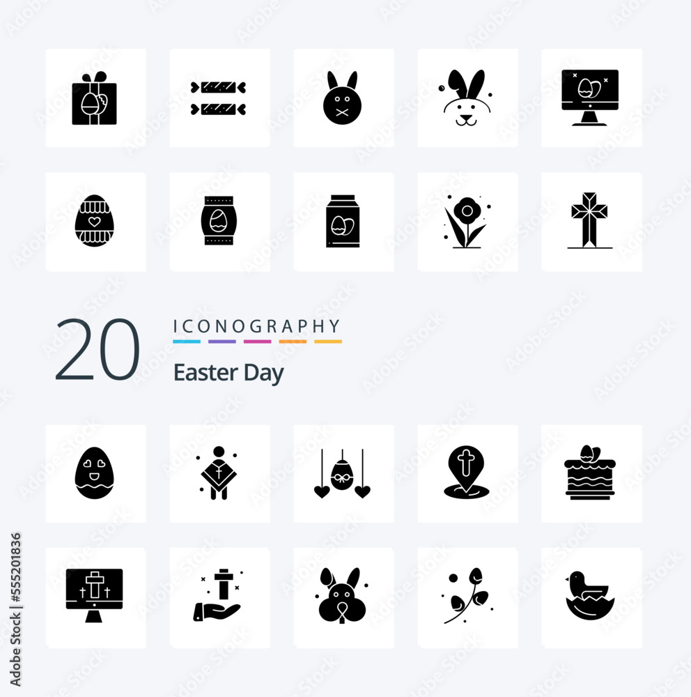 20 Easter Solid Glyph icon Pack like easter pin egg easter location