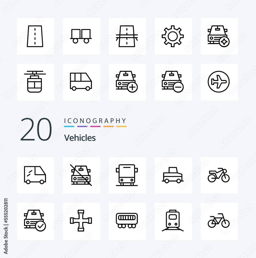 20 Vehicles Line icon Pack like car motorbike car truck car