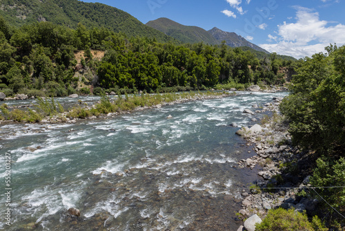 Landscape at Nuble River at San Fabian de Alico in Maule, Chile 