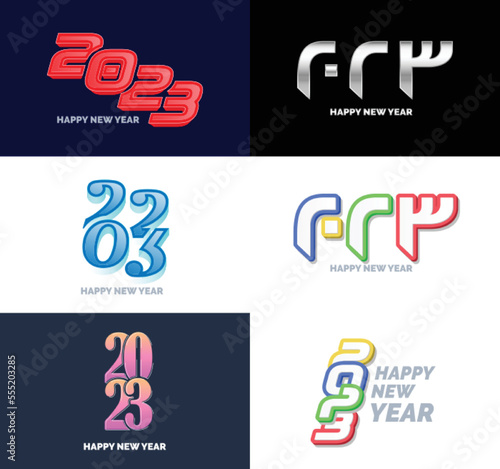 Big Set of 2023 Happy New Year logo text design 2023 number design template