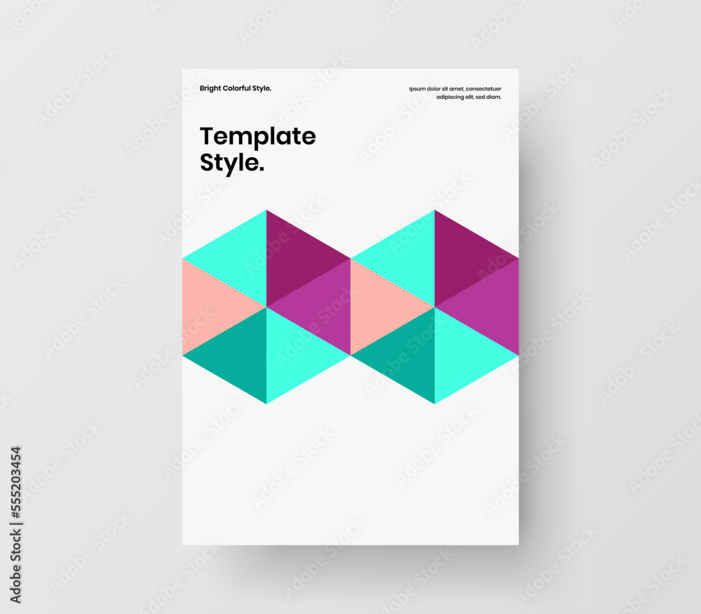 Isolated postcard design vector illustration. Clean geometric shapes company cover template.
