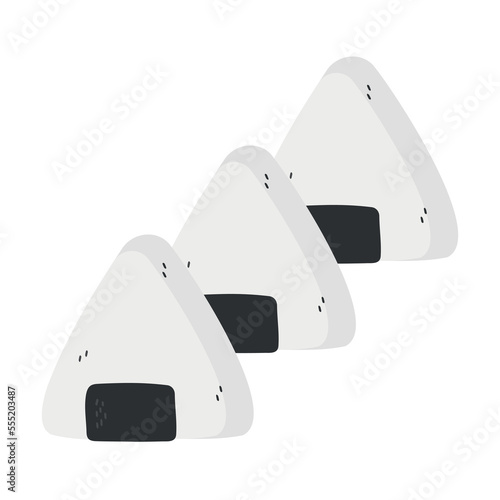 Japanese sushi onigiri in hand drawn style. Asian food for restaurants menu