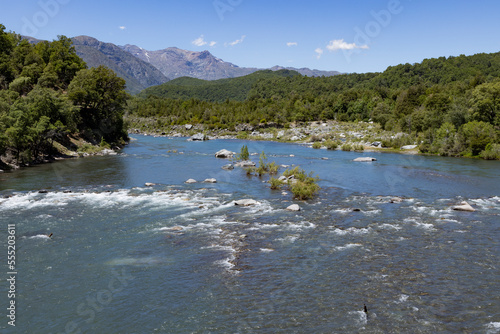 Landscape at Nuble River at San Fabian de Alico in Maule, Chile  photo