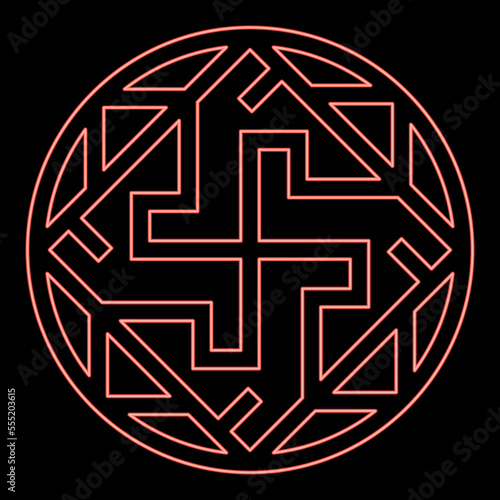 Neon valkyrie Varangian sign Valkiriya slavic symbol icon black color vector illustration flat style image red color vector illustration image flat style