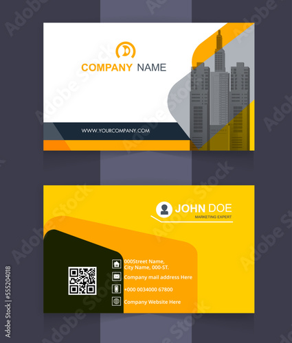 Creative and modern business card template. Elegant luxury clean dark business card. Double-sided creative business card template. company back to back presentation template.