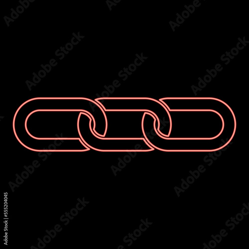 Neon chain links Interlock icon black color vector illustration flat style image red color vector illustration image flat style
