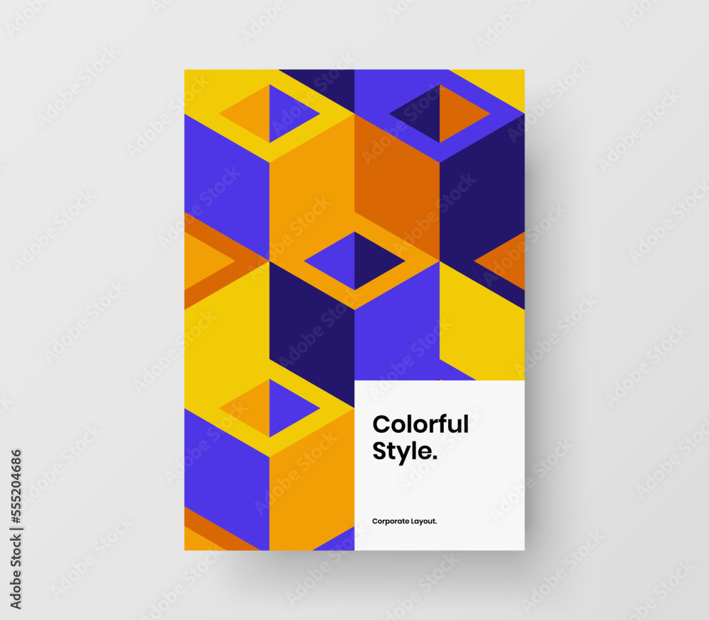 Fototapeta premium Clean geometric hexagons company identity template. Minimalistic handbill A4 design vector layout.