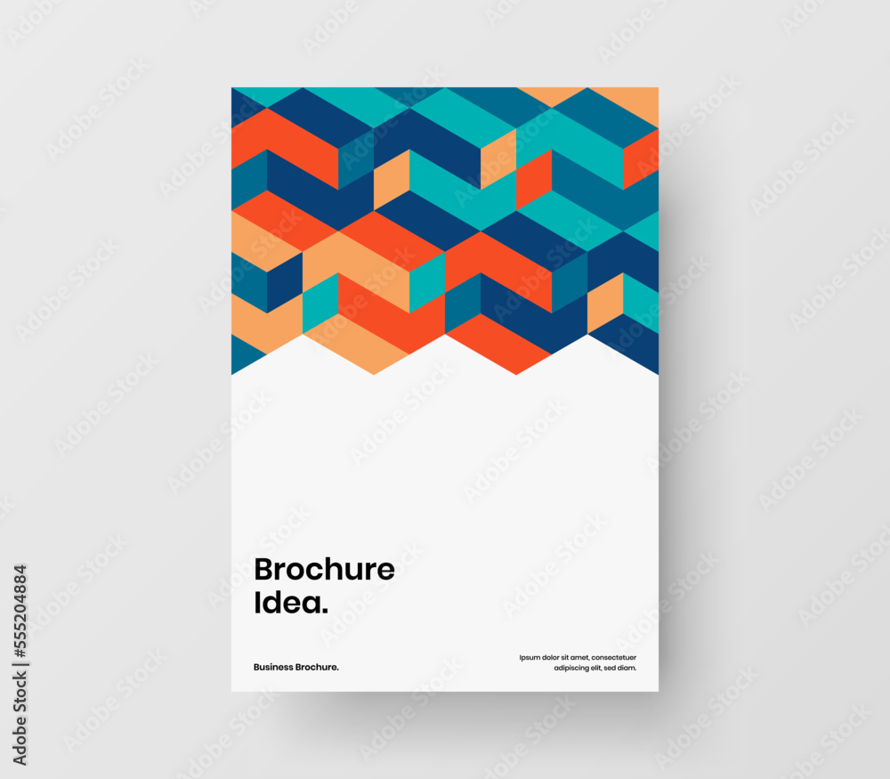 Simple flyer A4 vector design illustration. Bright geometric pattern leaflet template.