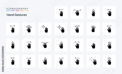 25 Hand Gestures Solid Glyph icon pack