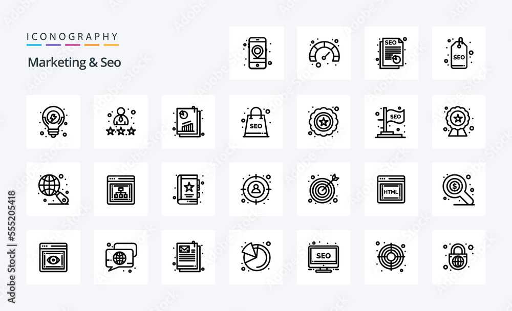 25 Marketing And Seo Line icon pack