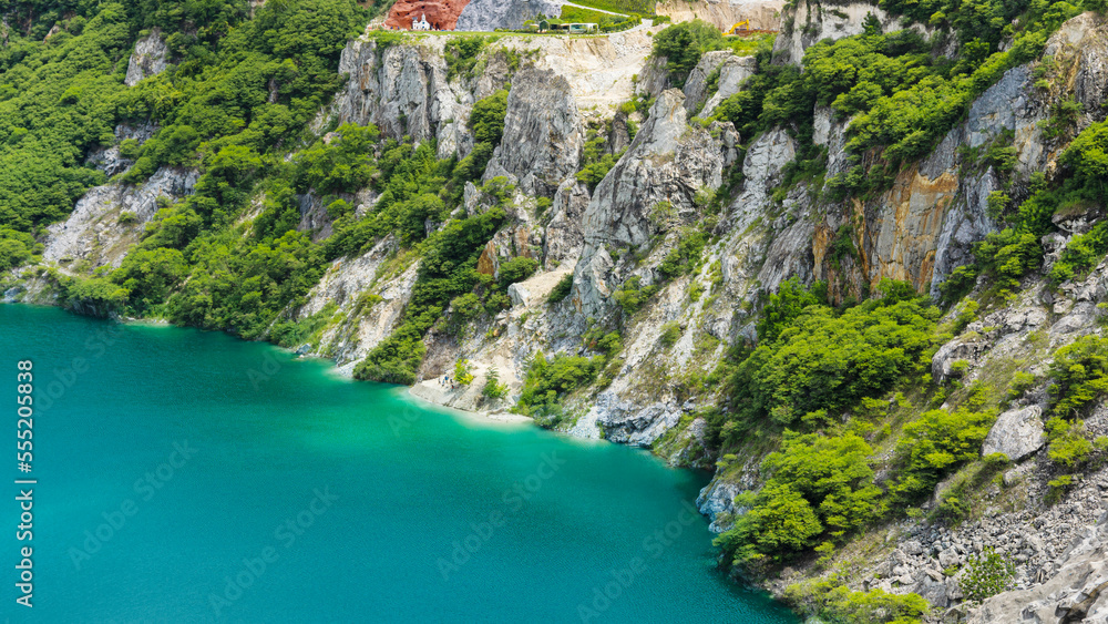 Granite cliffs and turquoise water