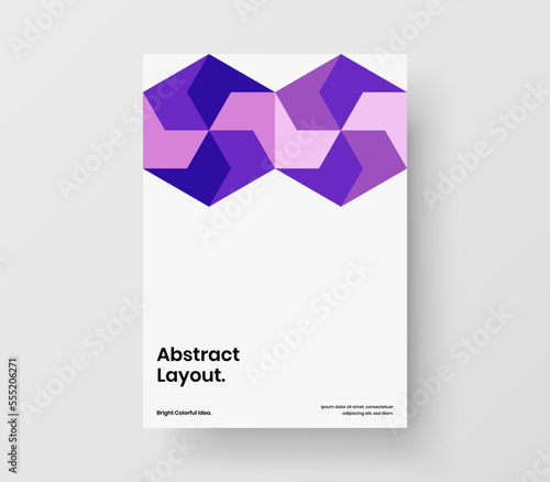 Original pamphlet design vector illustration. Bright mosaic hexagons banner concept.