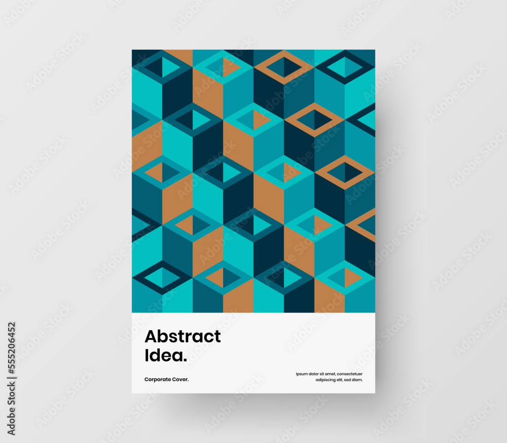 Original mosaic shapes annual report concept. Simple catalog cover A4 vector design layout.