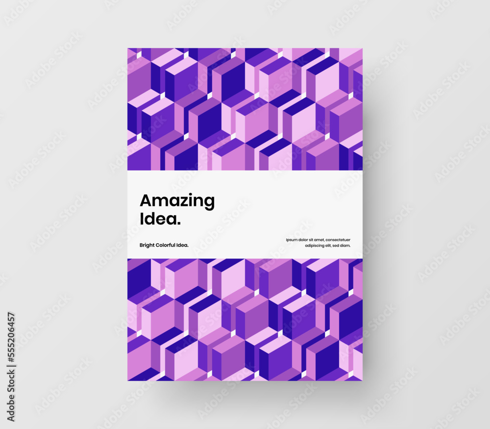 Fototapeta premium Abstract mosaic hexagons poster layout. Vivid pamphlet design vector template.