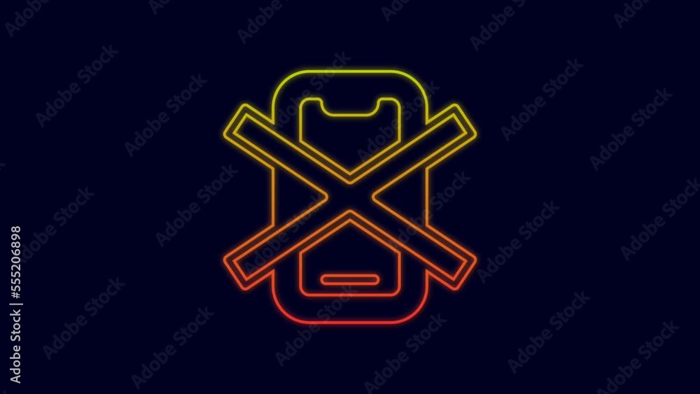 Glowing neon line No cell phone icon isolated on blue background. No talking and calling sign. Cell prohibition. 4K Video motion graphic animation Glowing neon line No cell phone icon isolated on blue background. No talking and calling sign. Cell prohibition. 4K Video motion graphic animation