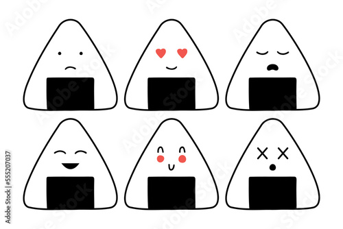 Japanese sushi onigiri emoticon smile set