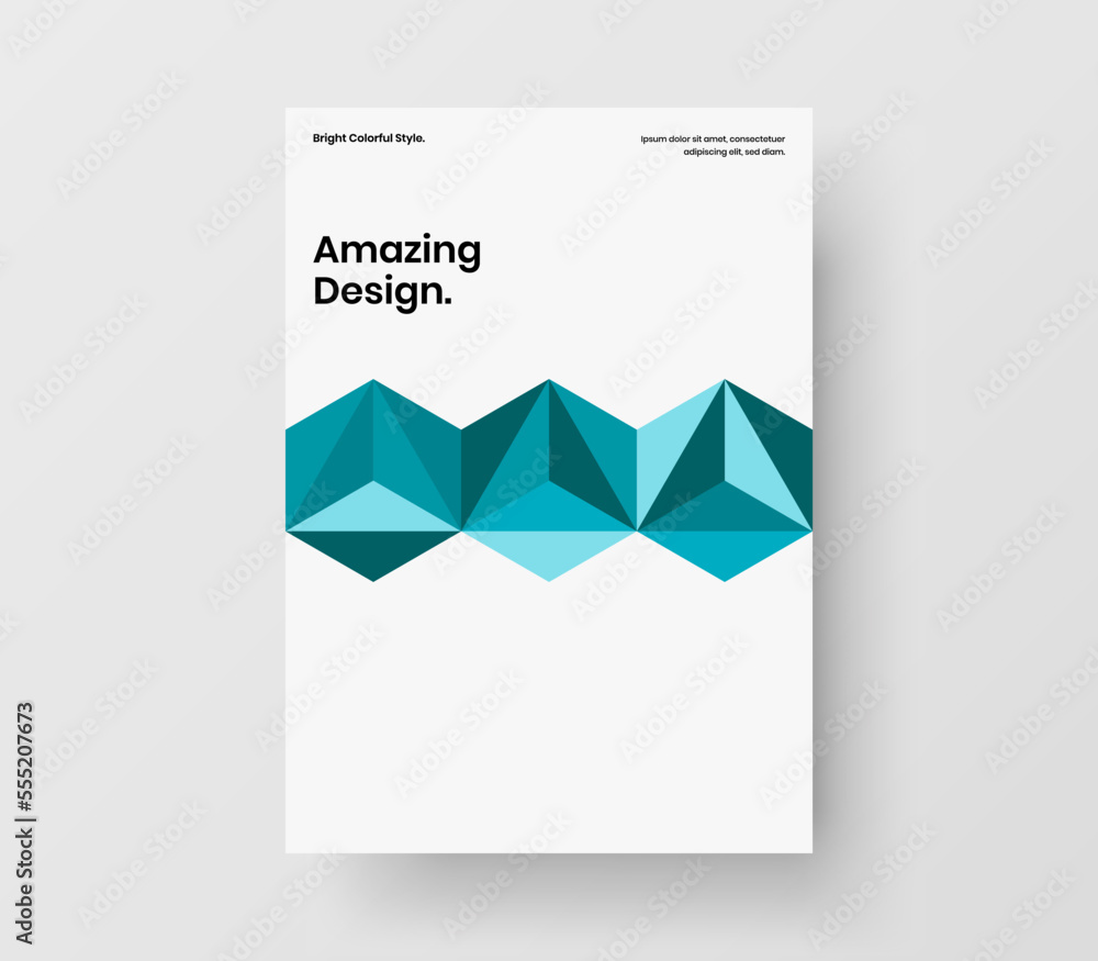 Fototapeta premium Bright presentation design vector template. Isolated geometric shapes corporate brochure concept.