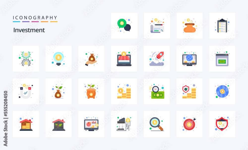 25 Investment Flat color icon pack