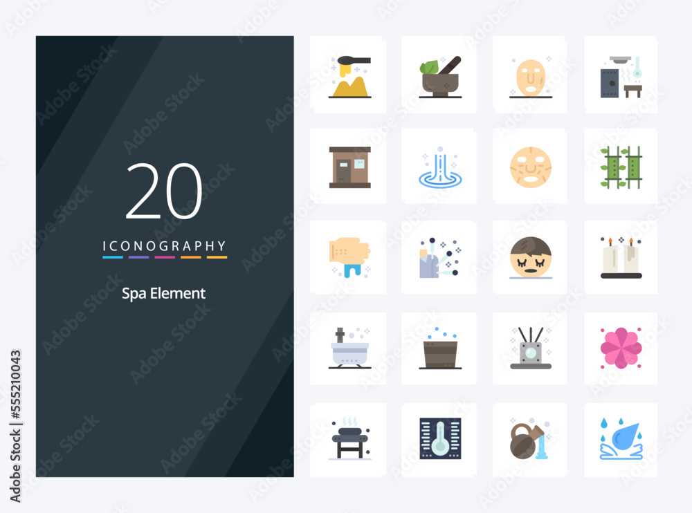 20 Spa Element Flat Color icon for presentation