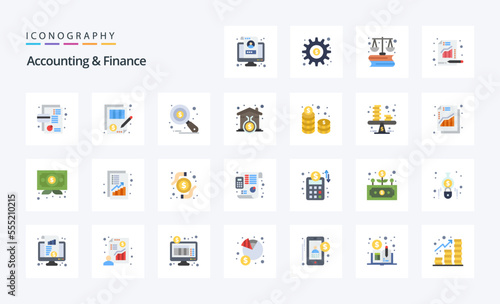 25 Accounting And Finance Flat color icon pack