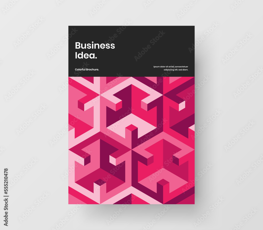 Clean corporate brochure A4 vector design template. Fresh geometric tiles flyer concept.