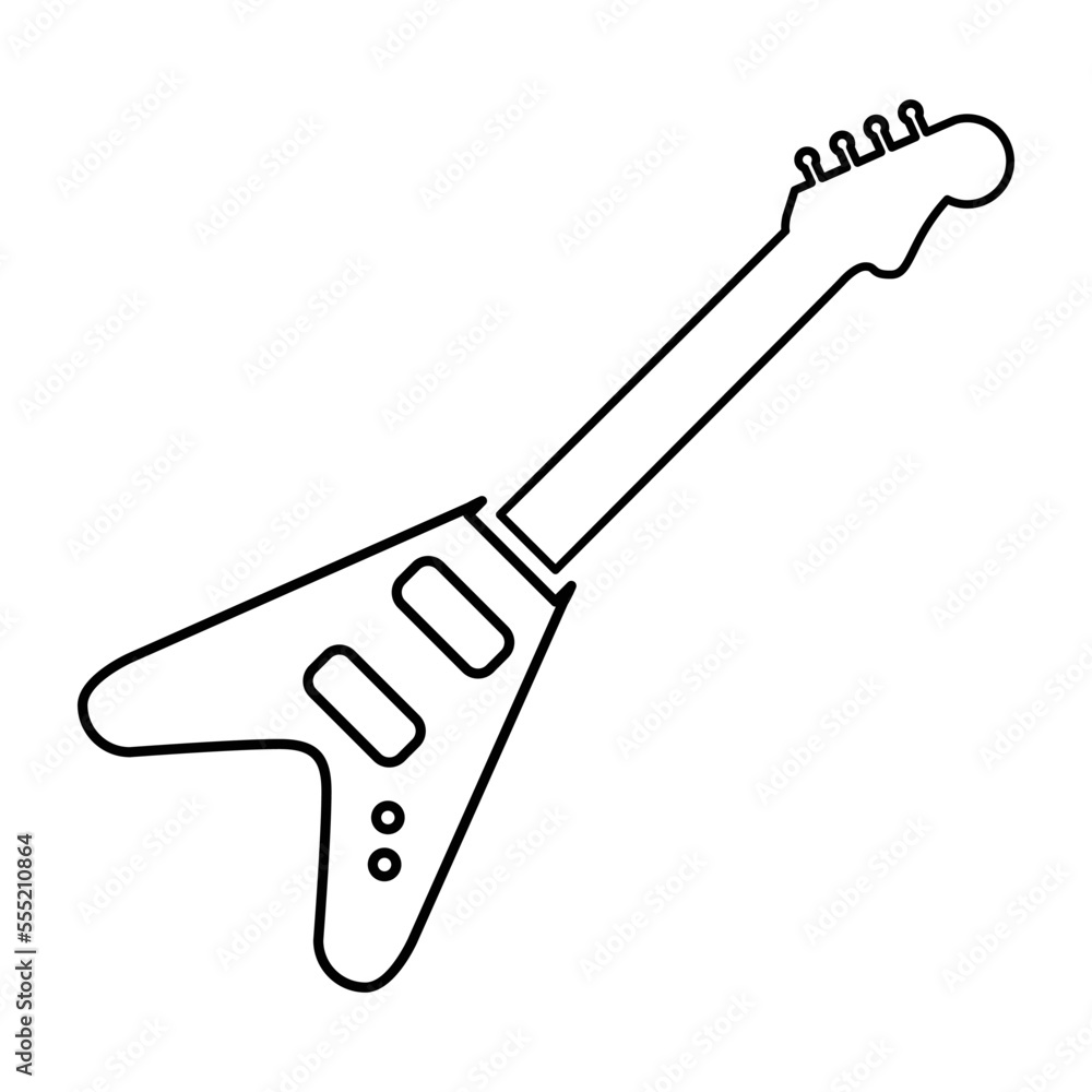 Electric Guitar Icon In Line Style Electric Guitar Icon In Line Style