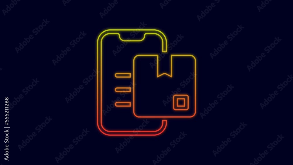 Glowing neon line Document tracking marker system icon isolated on blue background. Parcel tracking. 4K Video motion graphic animation Glowing neon line Document tracking marker system icon isolated on blue background. Parcel tracking. 4K Video motion graphic animation