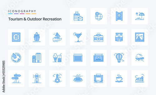 25 Tourism And Outdoor Recreation Blue icon pack