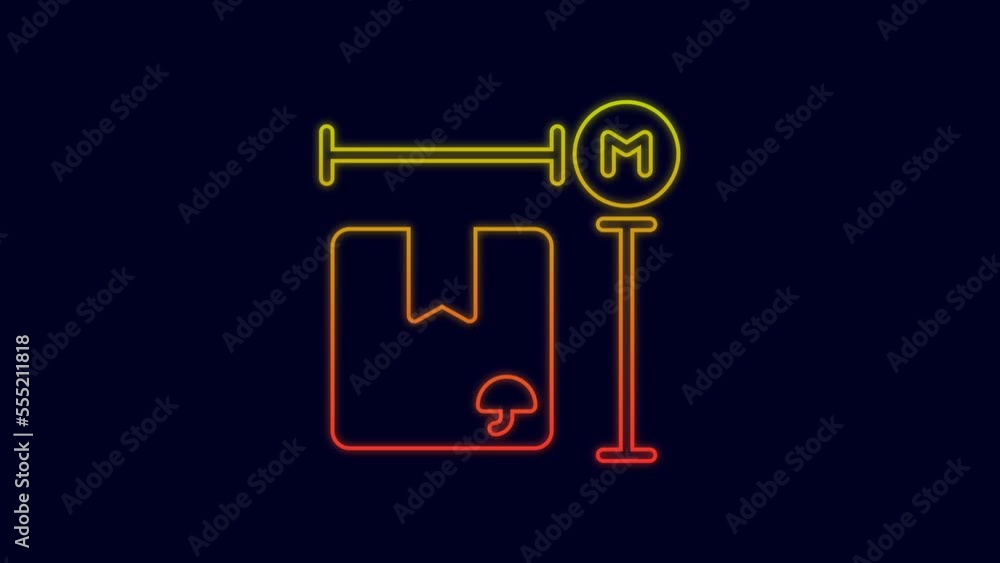 Glowing neon line Carton cardboard box measurement icon isolated on blue background. Box, package, parcel sign. Delivery and packaging. 4K Video motion graphic animation Glowing neon line Carton cardboard box measurement icon isolated on blue background. Box, package, parcel sign. Delivery and packaging. 4K Video motion graphic animation
