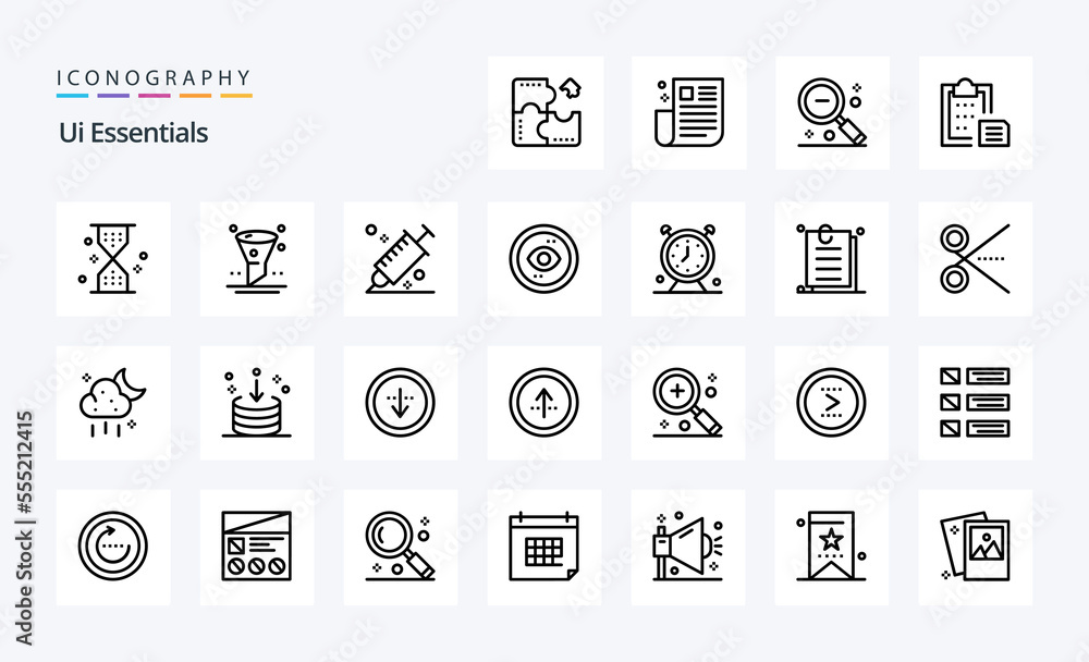 25 Ui Essentials Line icon pack