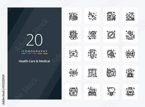20 Health Care And Medical Outline icon for presentation photo
