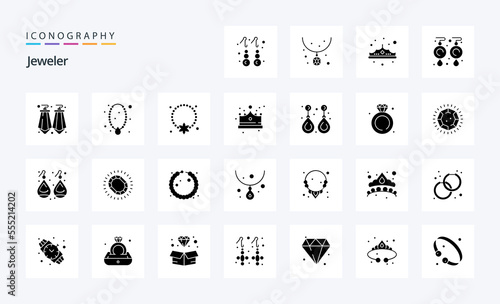 25 Jewellery Solid Glyph icon pack