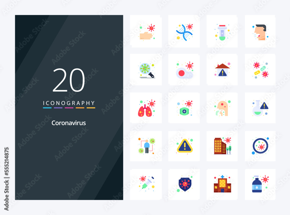 20 Coronavirus Flat Color icon for presentation