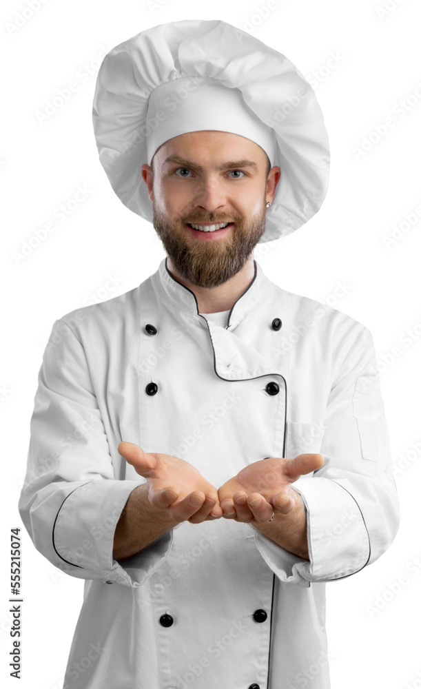 Male chef in uniform ready to cook a new dish