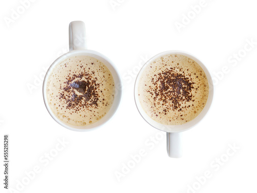 Two white coffee cup on whi...