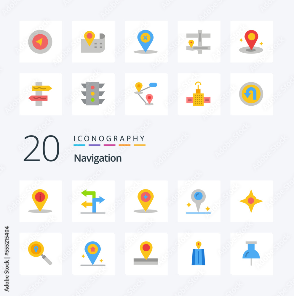 20 Navigation Flat Color icon Pack like map navigation compass compass location