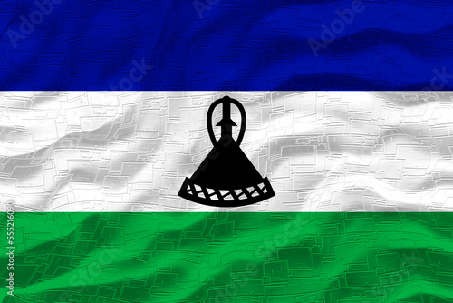 National flag of Lesotho. Background with flag of Lesotho