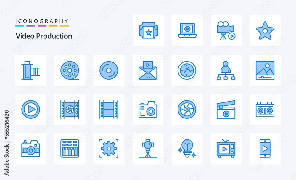 25 Video Production Blue icon pack