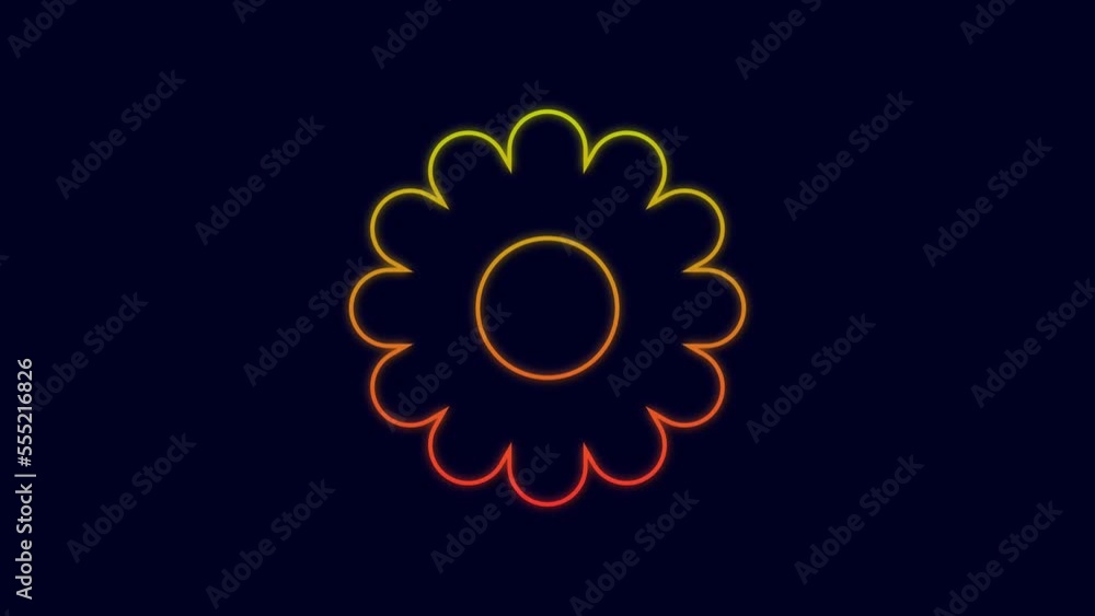 Glowing neon line Flower icon isolated on blue background. Sweet natural food. 4K Video motion graphic animation Glowing neon line Flower icon isolated on blue background. Sweet natural food. 4K Video motion graphic animation