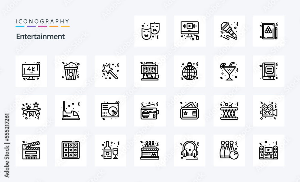 25 Entertainment Line icon pack