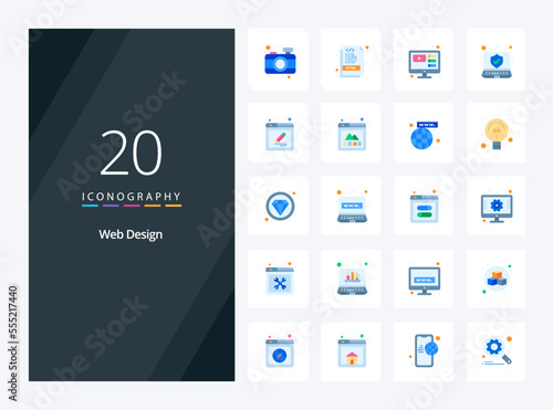 20 Web Design Flat Color icon for presentation