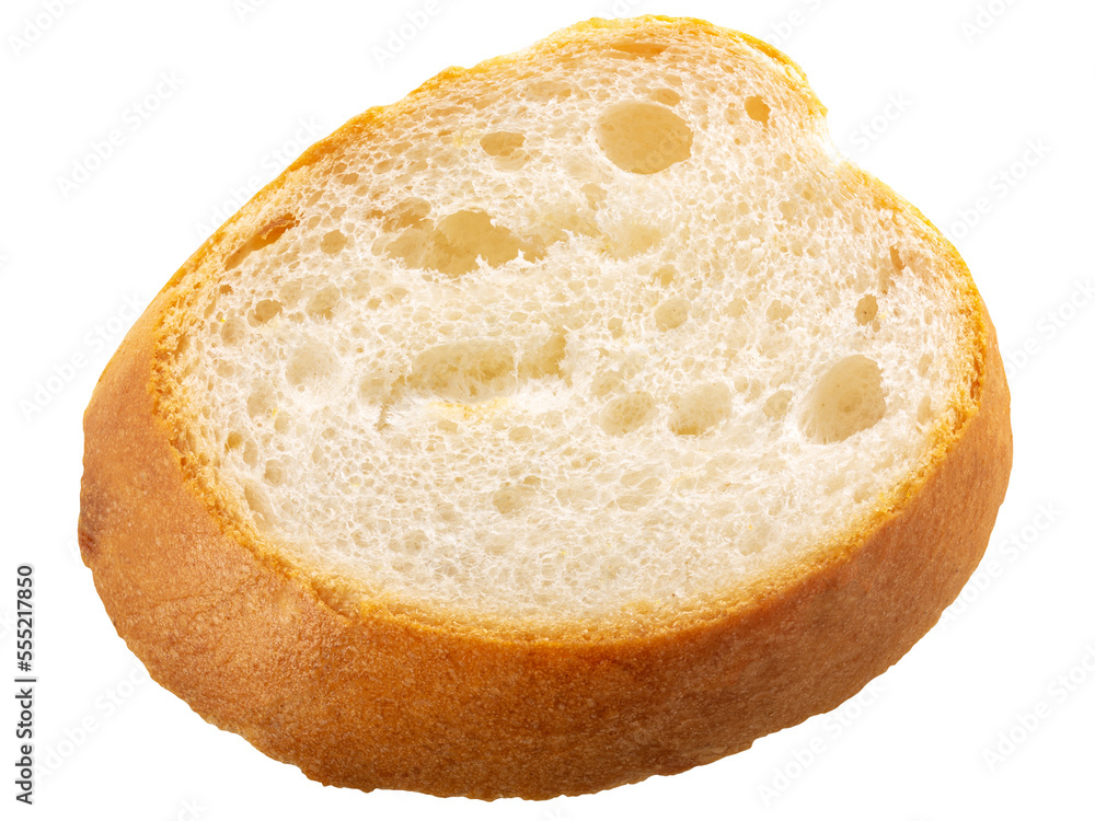 Bread or baguette slice isolated, top view png