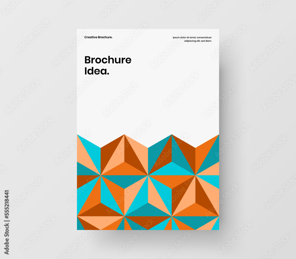 Fototapeta premium Original catalog cover A4 design vector illustration. Modern geometric tiles presentation template.