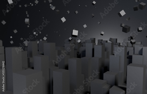 3D Rendering abstract background flying cubic